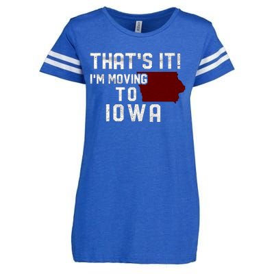 That's It I'm Moving To Iowa Map Funny Iowa Lover Enza Ladies Jersey Football T-Shirt