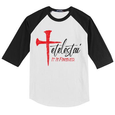 Tetelestai It Is Finished Jesus Last Words On The Cross Zip Hoodie Kids Colorblock Raglan Jersey