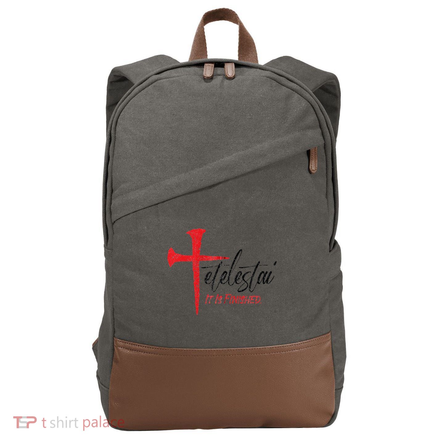 Tetelestai It Is Finished Jesus Last Words On The Cross Zip Hoodie Cotton Canvas Backpack