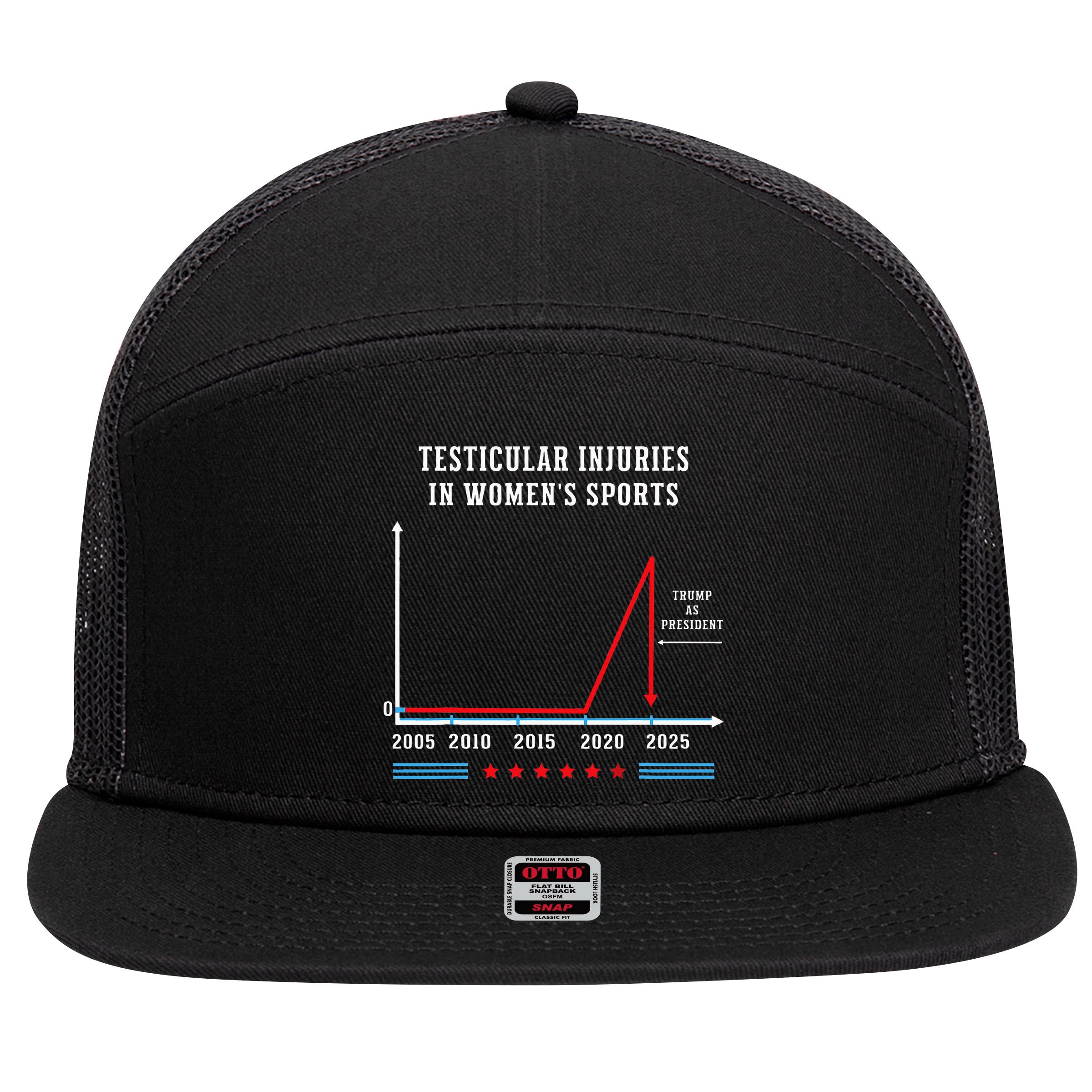 Testicular Injuries In Sports Funny Trump 7 Panel Mesh Trucker Snapback Hat