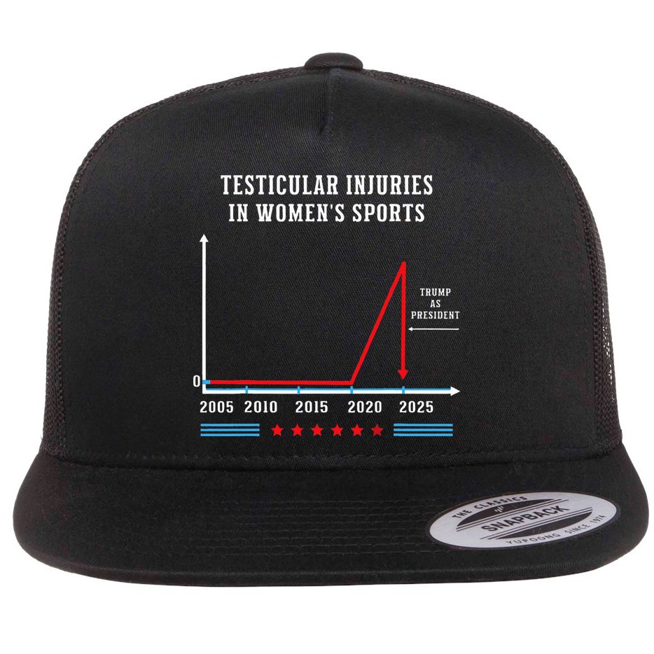 Testicular Injuries In Sports Funny Trump Flat Bill Trucker Hat