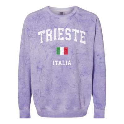 Trieste Italy Italia Vintage Athletic Sports Colorblast Crewneck Sweatshirt