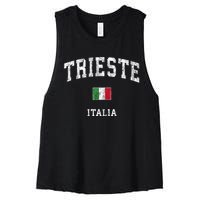 Trieste Italy Italia Vintage Athletic Sports Women's Racerback Cropped Tank