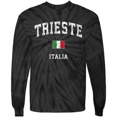 Trieste Italy Italia Vintage Athletic Sports Tie-Dye Long Sleeve Shirt