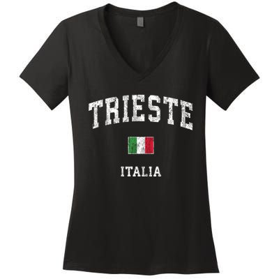 Trieste Italy Italia Vintage Athletic Sports Women's V-Neck T-Shirt