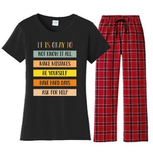 Teacher It Is Okay To Not Know It All Make Mistakes Yourself Women's Flannel Pajama Set