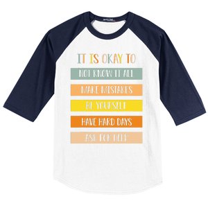 Teacher It Is Okay To Not Know It All Make Mistakes Yourself Baseball Sleeve Shirt