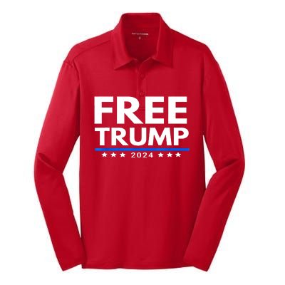 Trump Is Innocent Free Trump 2024 Silk Touch Performance Long Sleeve Polo