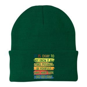 Teacher It Is Okay To Not Know It All Make Mistakes Yourself Knit Cap Winter Beanie