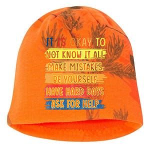 Teacher It Is Okay To Not Know It All Make Mistakes Yourself Kati - Camo Knit Beanie