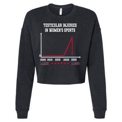 Testicular Injuries in Women's Sports Quirky Cropped Pullover Crew