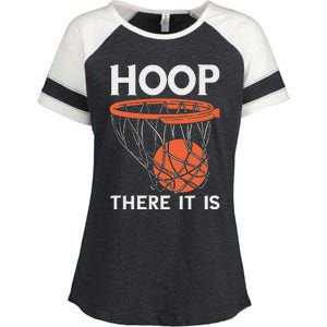 There It Is Basketball Hoop Game Baller Enza Ladies Jersey Colorblock Tee