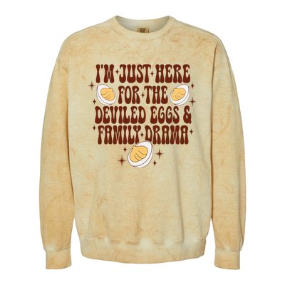 Thanksgiving Im Just Here For The Deviled Eggs Colorblast Crewneck Sweatshirt