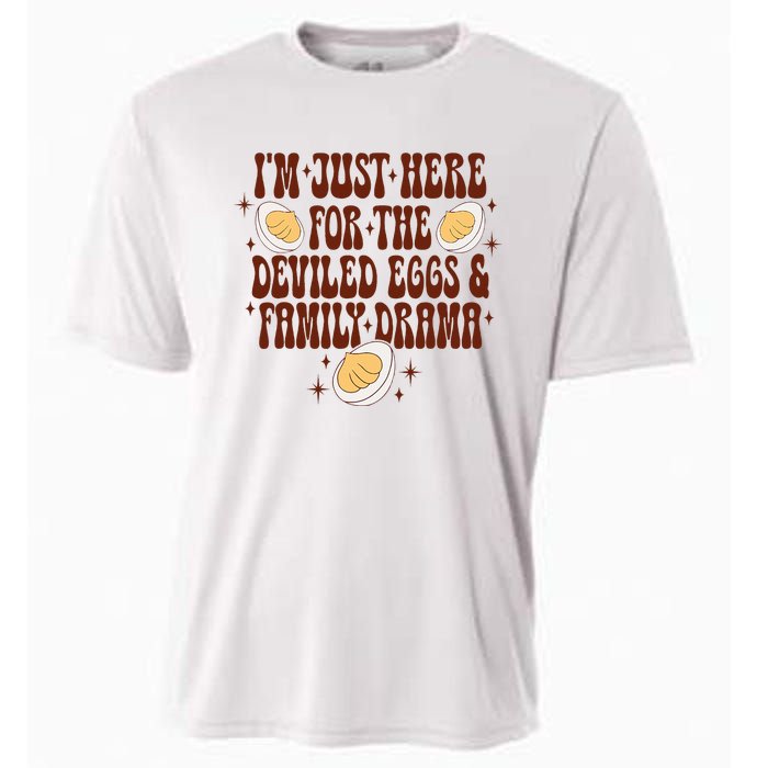 Thanksgiving IM Just Here For The Deviled Eggs Family Drama Cooling Performance Crew T-Shirt