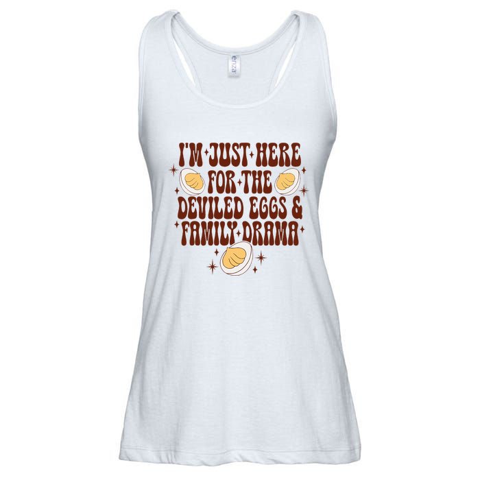 Thanksgiving IM Just Here For The Deviled Eggs Family Drama Ladies Essential Flowy Tank