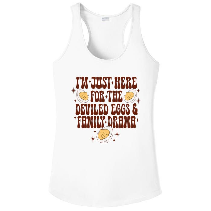 Thanksgiving IM Just Here For The Deviled Eggs Family Drama Ladies PosiCharge Competitor Racerback Tank