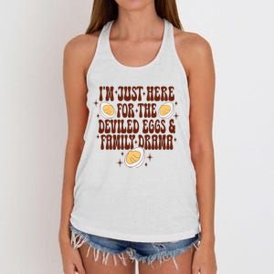 Thanksgiving IM Just Here For The Deviled Eggs Family Drama Women's Knotted Racerback Tank