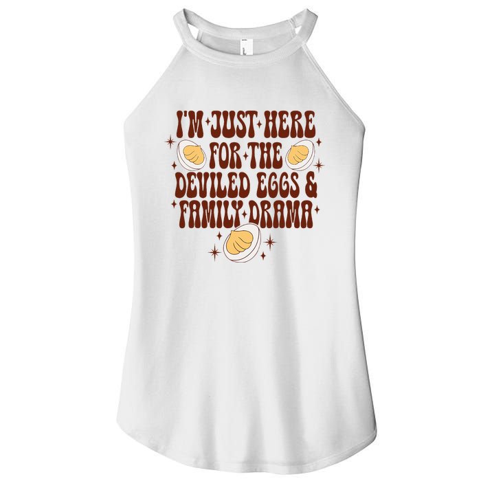 Thanksgiving IM Just Here For The Deviled Eggs Family Drama Women's Perfect Tri Rocker Tank