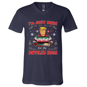 Trump IM Just Here For The Deviled Eggs Trump Christmas V-Neck T-Shirt