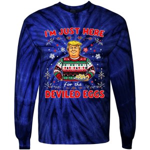 Trump IM Just Here For The Deviled Eggs Trump Christmas Tie-Dye Long Sleeve Shirt