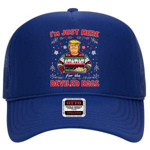 Trump IM Just Here For The Deviled Eggs Trump Christmas High Crown Mesh Back Trucker Hat