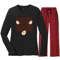 Thanksgiving IM Just Here For The Deviled Eggs Family Drama Gift Women's Long Sleeve Flannel Pajama Set 