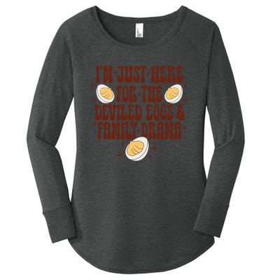 Thanksgiving IM Just Here For The Deviled Eggs Family Drama Gift Women's Perfect Tri Tunic Long Sleeve Shirt