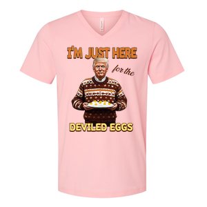 Thanksgiving IM Just Here For The Deviled Eggs V-Neck T-Shirt