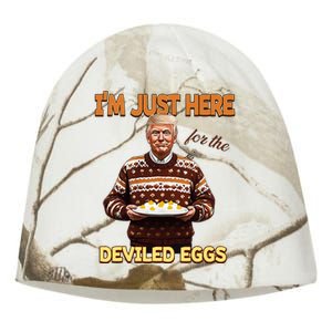 Thanksgiving IM Just Here For The Deviled Eggs Kati - Camo Knit Beanie