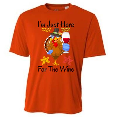 Turkey I’m Just Here For The Wine Thanksgiving Day Gift Cooling Performance Crew T-Shirt