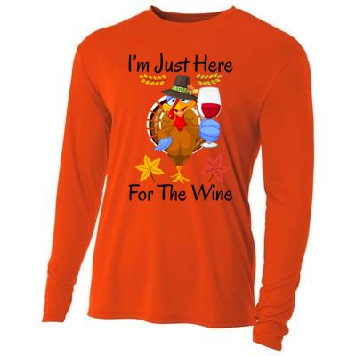 Turkey I’m Just Here For The Wine Thanksgiving Day Gift Cooling Performance Long Sleeve Crew