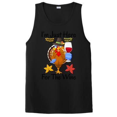 Turkey I’m Just Here For The Wine Thanksgiving Day Gift PosiCharge Competitor Tank