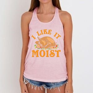 Turkey I Like It Moist Thanksgiving Great Gift Women's Knotted Racerback Tank