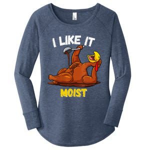 Turkey I Like It Moist Thanksgiving Dinner For Family Women's Perfect Tri Tunic Long Sleeve Shirt