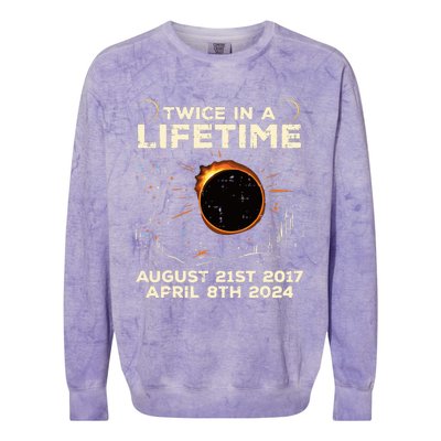 Twice In Lifetime Solar Eclipse 2017 2024 Colorblast Crewneck Sweatshirt