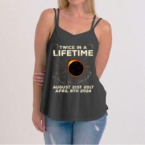 Twice In Lifetime Solar Eclipse 2017 2024 Women's Strappy Tank