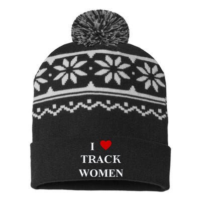 Tf I Love Track Women USA-Made Snowflake Beanie