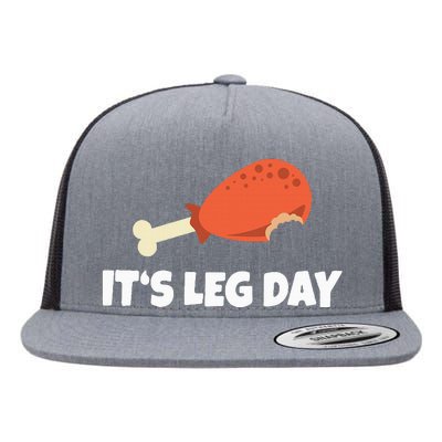 Turkey ItS Leg Day Thanksgiving Workout Flat Bill Trucker Hat