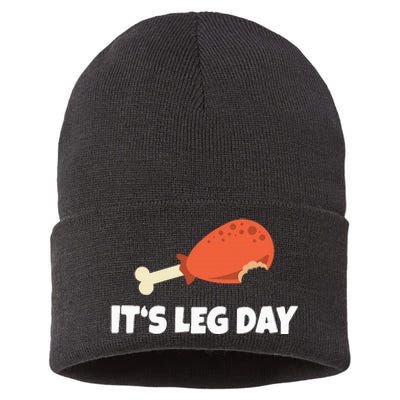 Turkey ItS Leg Day Thanksgiving Workout Sustainable Knit Beanie