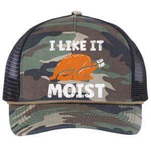 Turkey I Like It Moist Funny Thanksgiving Retro Rope Trucker Hat Cap