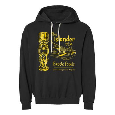 The Islander Los Angeles CA Vintage Tiki Bar Funny Garment-Dyed Fleece Hoodie
