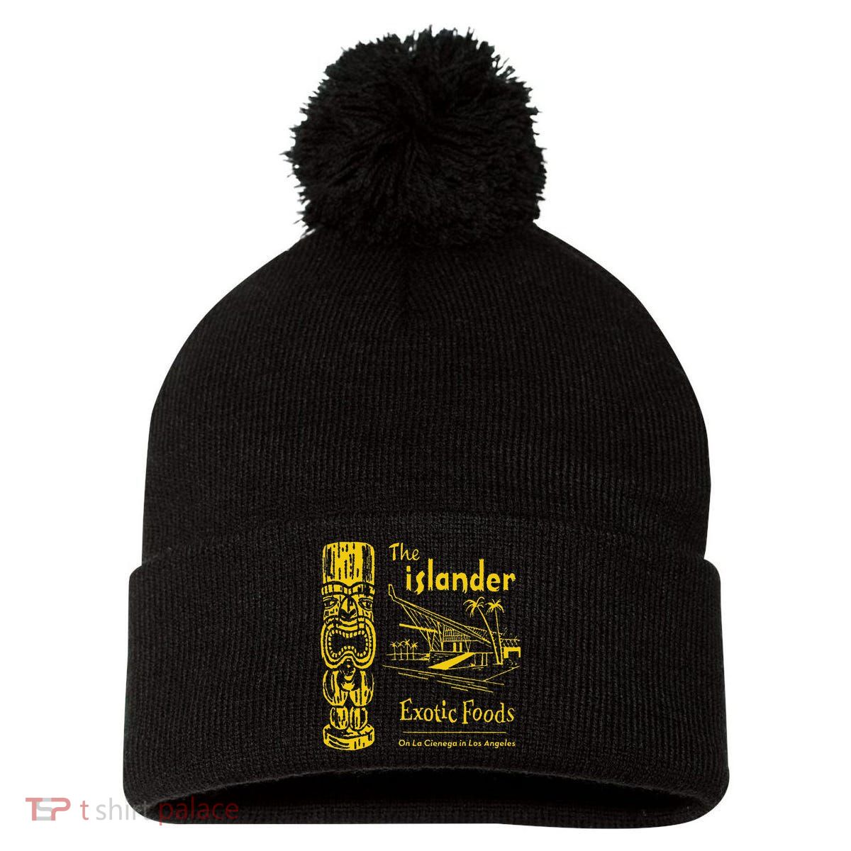 The Islander Los Angeles CA Vintage Tiki Bar Funny Pom Pom 12in Knit Beanie