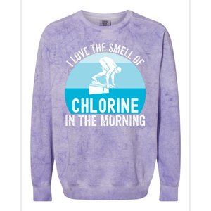 Try I Love The Smell Of Chlorine In The Morning Swimming Funny Swimmer Colorblast Crewneck Sweatshirt