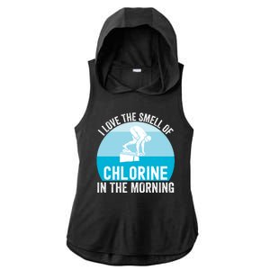 Try I Love The Smell Of Chlorine In The Morning Swimming Funny Swimmer Ladies PosiCharge Tri-Blend Wicking Draft Hoodie Tank