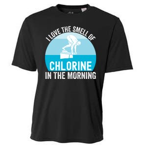 Try I Love The Smell Of Chlorine In The Morning Swimming Funny Swimmer Cooling Performance Crew T-Shirt