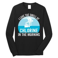 Try I Love The Smell Of Chlorine In The Morning Swimming Funny Swimmer Long Sleeve Shirt