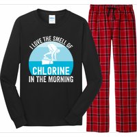 Try I Love The Smell Of Chlorine In The Morning Swimming Funny Swimmer Long Sleeve Pajama Set