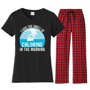 Try I Love The Smell Of Chlorine In The Morning Swimming Funny Swimmer Women's Flannel Pajama Set