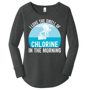 Try I Love The Smell Of Chlorine In The Morning Swimming Funny Swimmer Women's Perfect Tri Tunic Long Sleeve Shirt