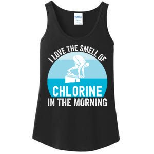 Try I Love The Smell Of Chlorine In The Morning Swimming Funny Swimmer Ladies Essential Tank